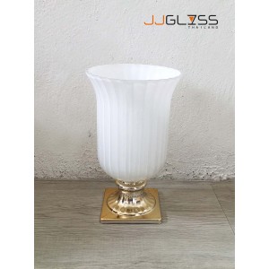 WHITE-H1337-25TCYP - WHITE Handmade Colour Vase
